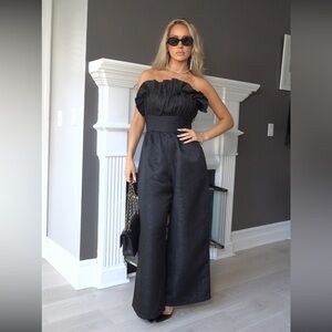 Morange Collection Cascina‎ Dress Jumpsuit (Black Pleated Tweed Look)